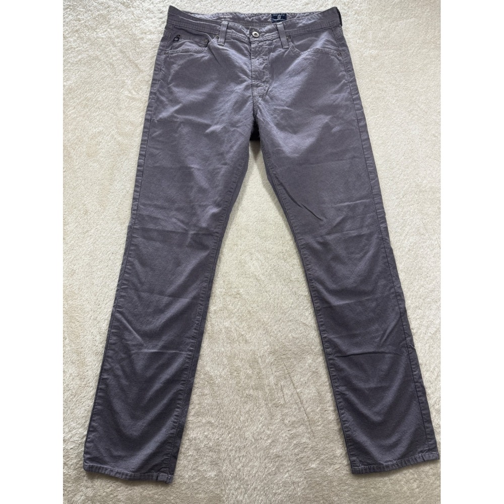 AG Mens The Everett Slim Straight Houndstooth Grey Pants 32x32 Meas: 33x31.5
